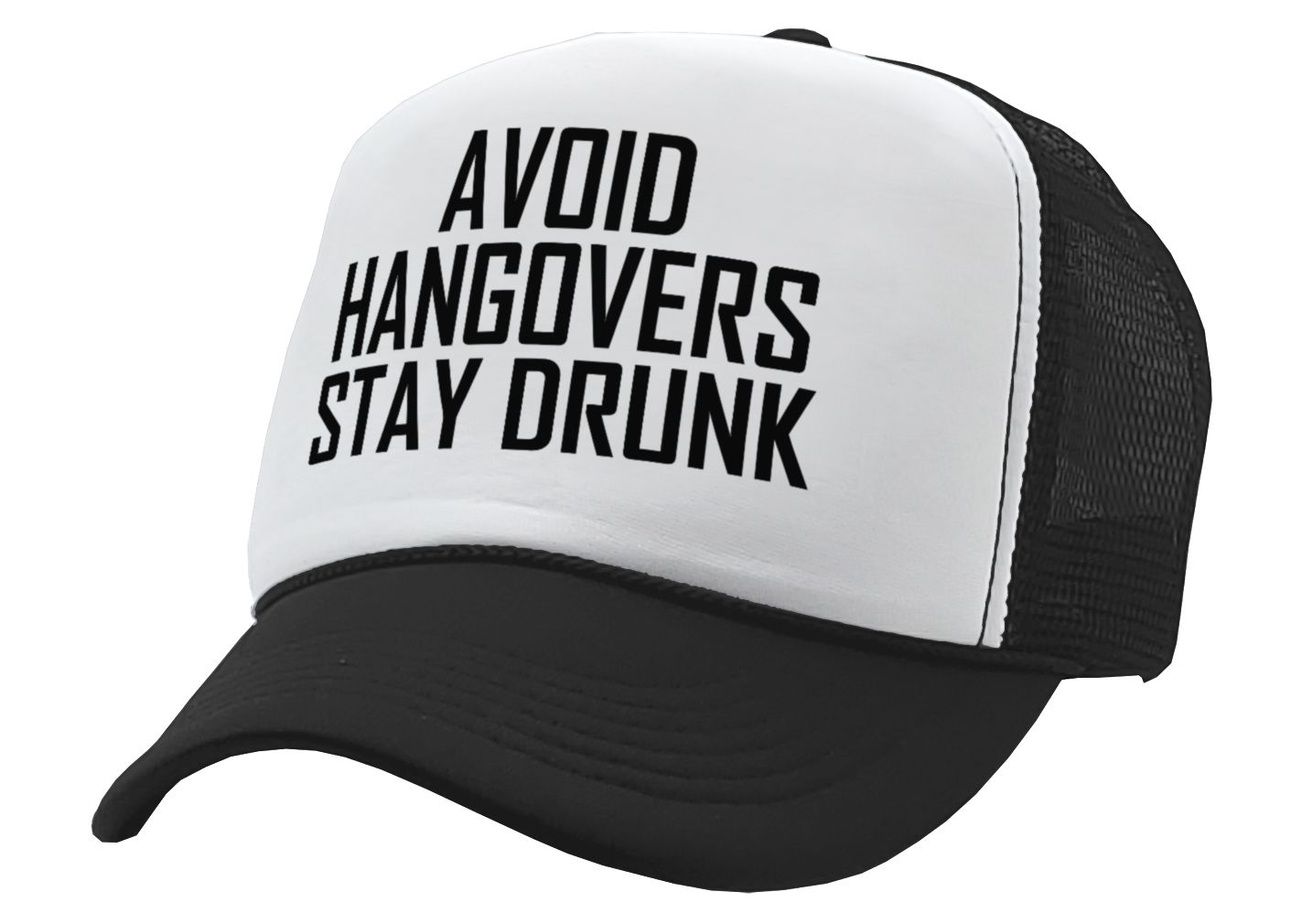 AVOID HANGOVERS - Stay Drunk - funny joke - Vintage Retro Style Trucker Cap Hat - Five Panel Retro Style TRUCKER Cap