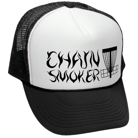 Chain Smoker Trucker Hat - Mesh Cap - Flat Bill Snap Back 5 Panel Hat