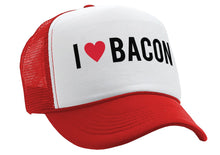 Load image into Gallery viewer, I HEART BACON - grease breakfast food - Vintage Retro Style Trucker Cap Hat - Five Panel Retro Style TRUCKER Cap
