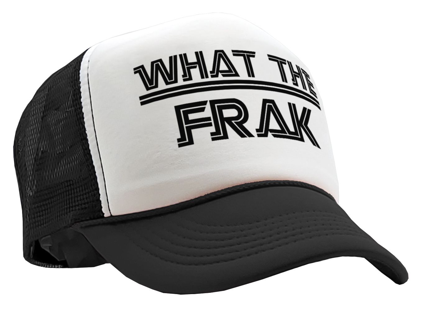 WHAT THE FRAK - galactica sci fi space 80's - Vintage Retro Style Trucker Cap Hat - Five Panel Retro Style TRUCKER Cap