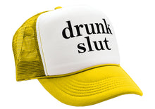 Load image into Gallery viewer, DRUNK SLUT - party frat college beer drink - Vintage Retro Style Trucker Cap Hat - Five Panel Retro Style TRUCKER Cap
