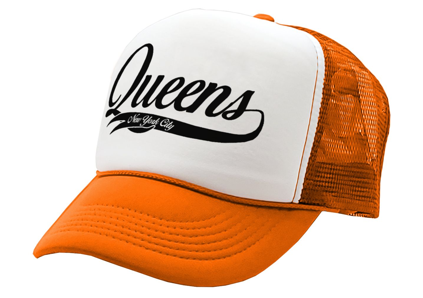 QUEENS - nyc new york city borough brooklyn - Vintage Retro Style Trucker Cap Hat - Five Panel Retro Style TRUCKER Cap