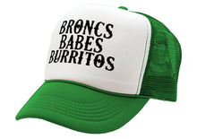 Load image into Gallery viewer, BRONCS BABES and BURRITOS - cowboy humor - Vintage Retro Style Trucker Cap Hat - Five Panel Retro Style TRUCKER Cap
