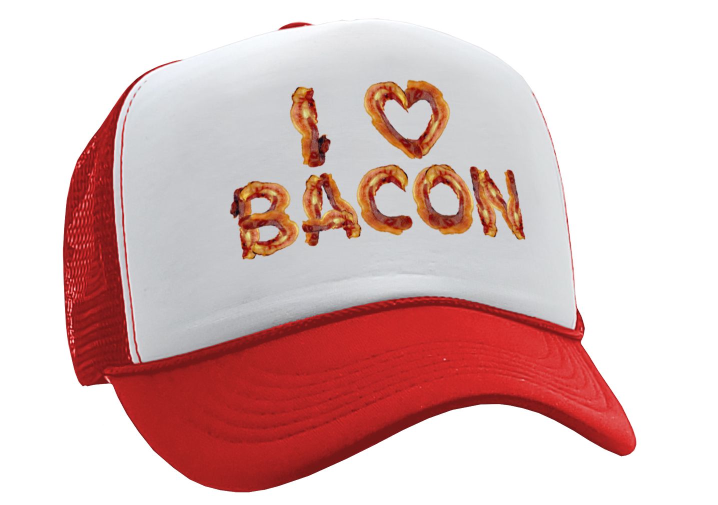 I HEART BACON - Five Panel Retro Style TRUCKER Cap