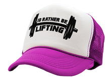 Load image into Gallery viewer, I&#39;D RATHER BE LIFTING - workout weight lift gains - Retro Style Trucker Cap Hat - Five Panel Retro Style TRUCKER Cap
