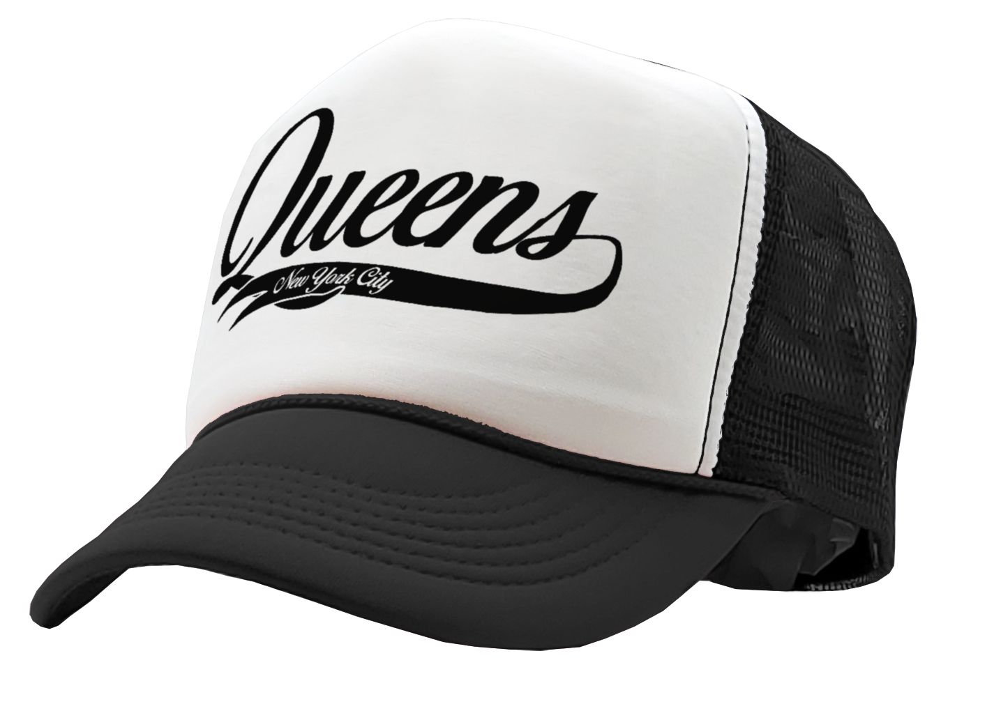 QUEENS - nyc new york city borough brooklyn - Vintage Retro Style Trucker Cap Hat - Five Panel Retro Style TRUCKER Cap