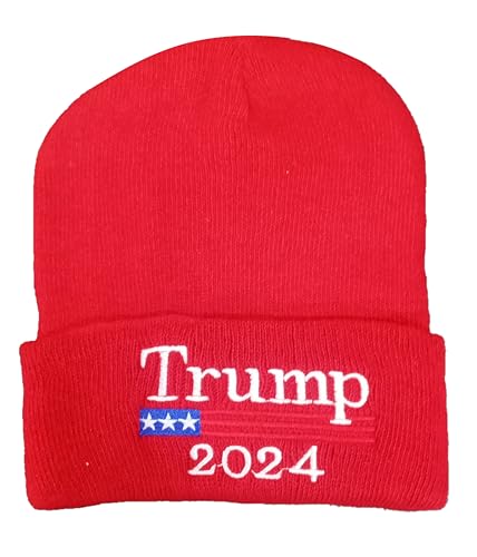 The Goozler Trump 2024 Political Conservative Election Winter Red Knit Unisex Beanie Mens Womens Make America Great