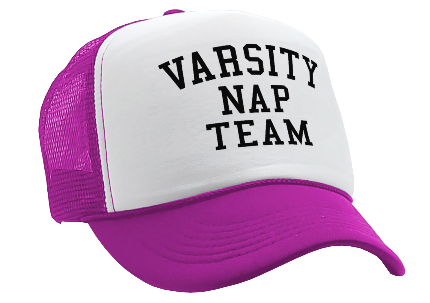 VARSITY NAP TEAM - college sleep joke - Vintage Retro Style Trucker Cap Hat - Five Panel Retro Style TRUCKER Cap