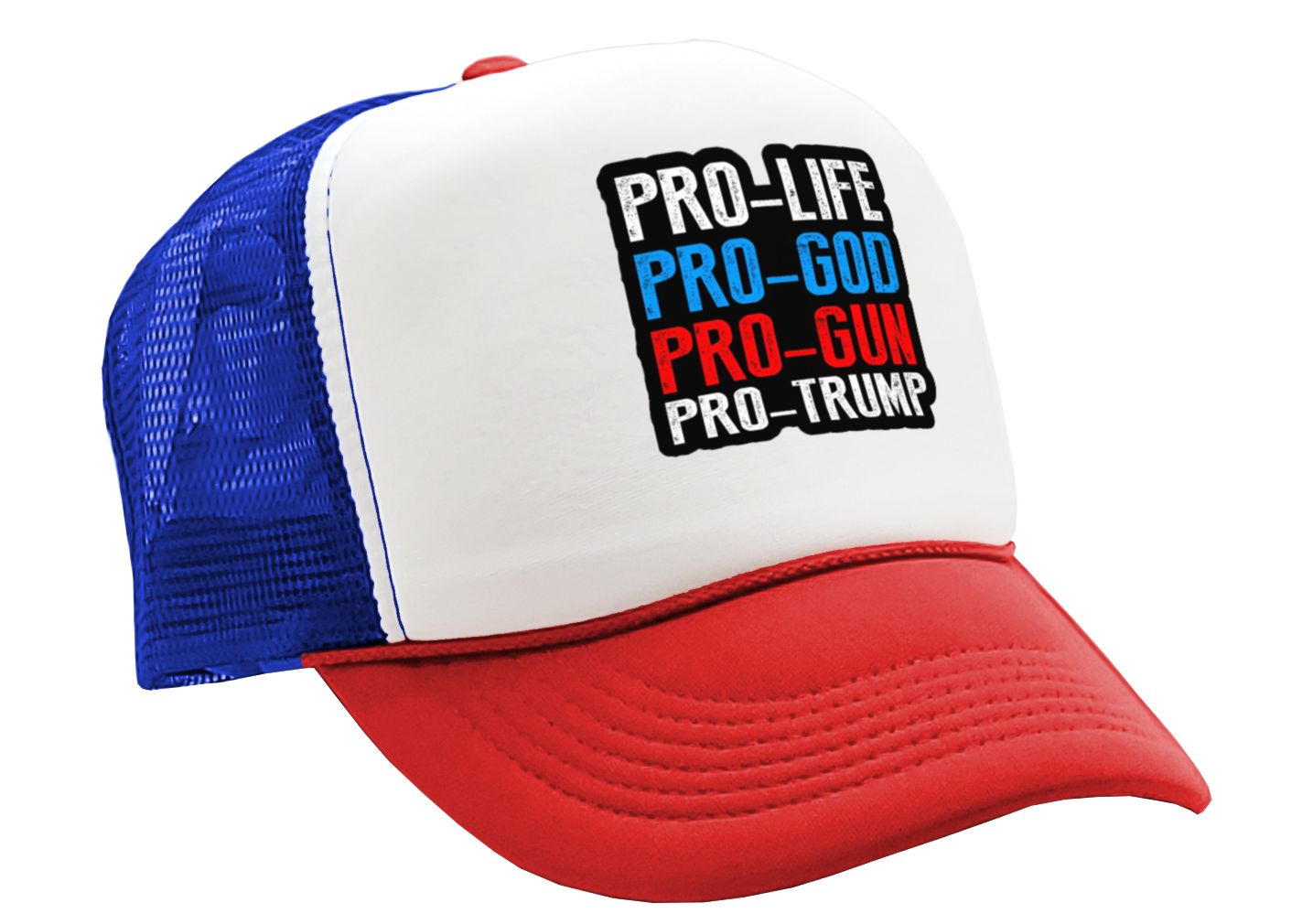 Pro God Life Gun - Vintage Retro Style Trucker Cap Hat - Five Panel Retro Style TRUCKER Cap