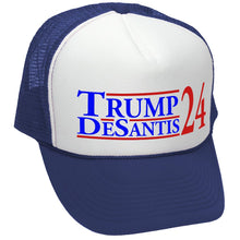 Load image into Gallery viewer, TRUMP - DESANTIS - 2024 For President - Vintage Retro Style Trucker Cap Hat - Five Panel Retro Style TRUCKER Cap
