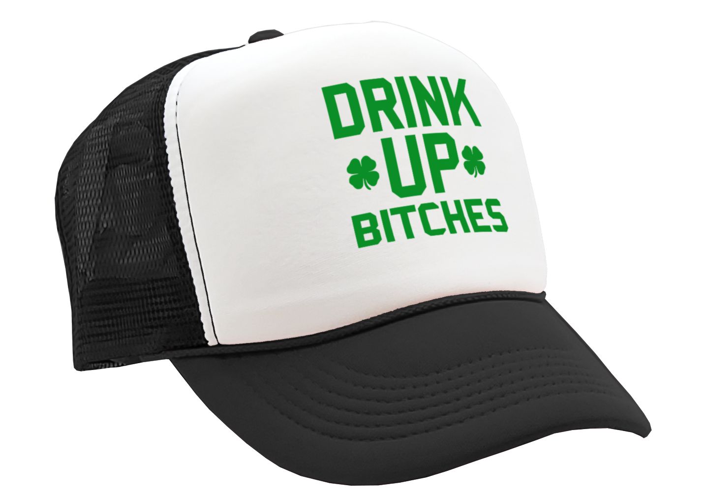 DRINK UP BITCHES - st patricks day party paddy - Vintage Retro Style Trucker Cap Hat - Five Panel Retro Style TRUCKER Cap