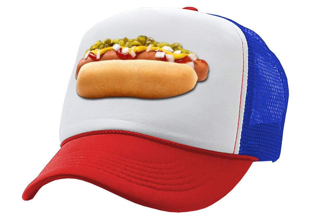 HOT DOG - Concession Truck Fair Carnival Snack - Vintage Retro Style Trucker Cap Hat - Five Panel Retro Style TRUCKER Cap