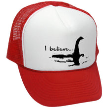 Load image into Gallery viewer, I BELIEVE - Funny Loch Ness Monster - Retro Vintage Style Mesh Trucker Cap Hat - Five Panel Retro Style TRUCKER Cap
