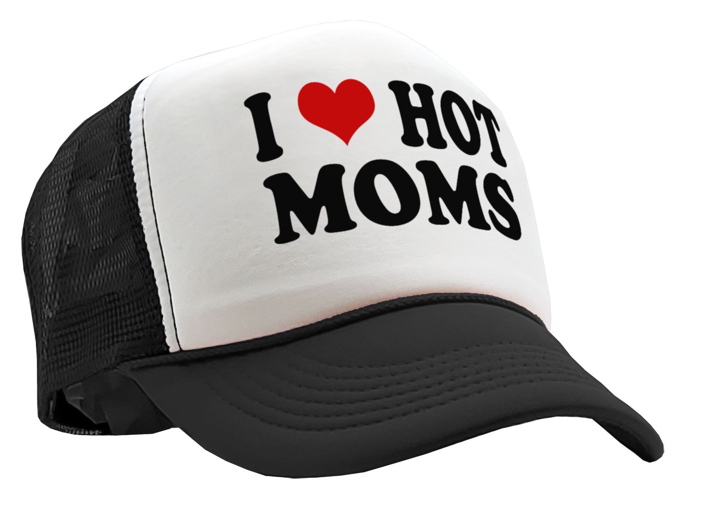 I Heart Hot Moms - Single Sexy Milf Hunter Mom - Vintage Retro Style Trucker Cap Hat - Five Panel Retro Style TRUCKER Cap