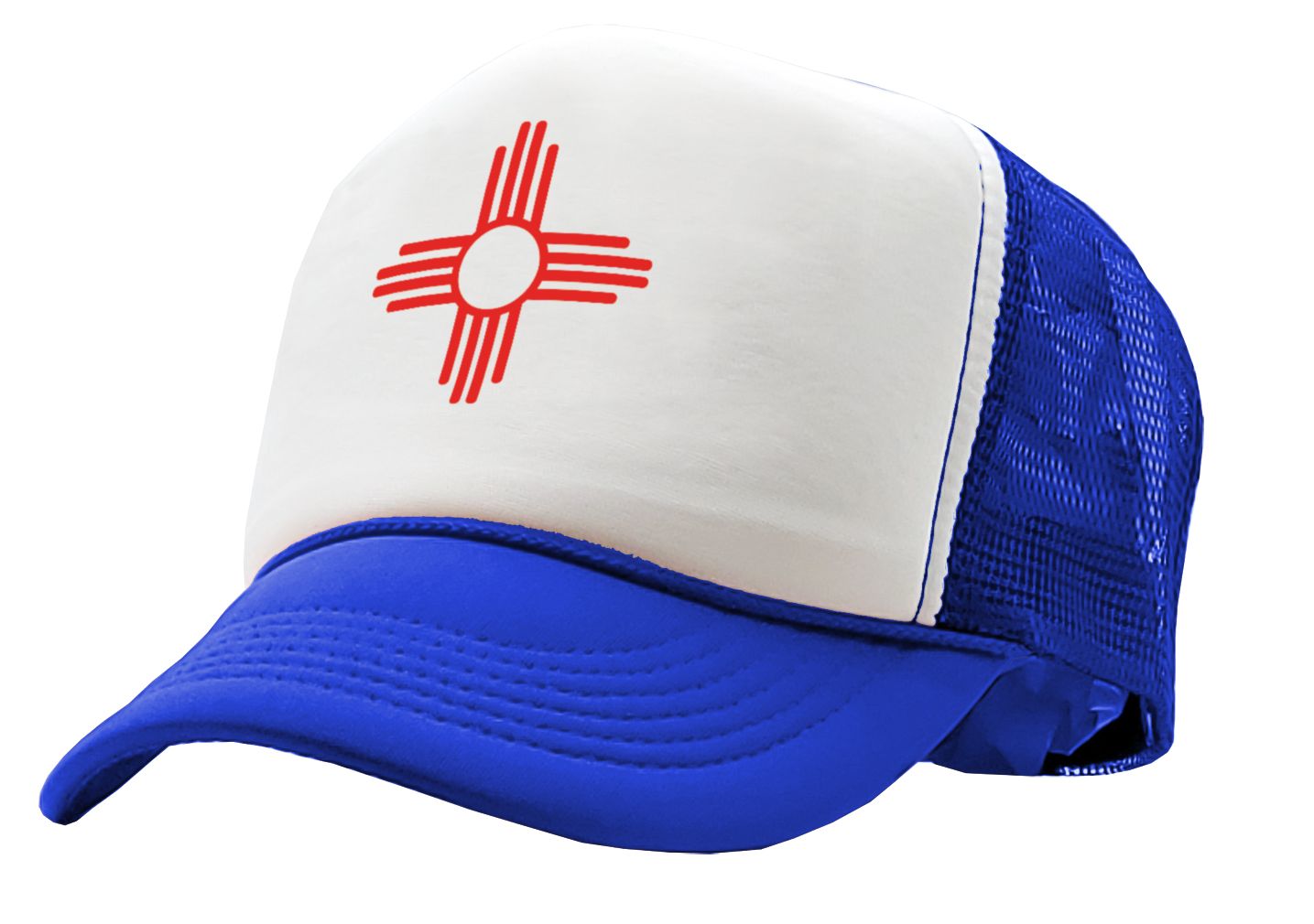 NEW MEXICO FLAG - zia symbol state flag - Adult Trucker Cap Hat - Five Panel Retro Style TRUCKER Cap