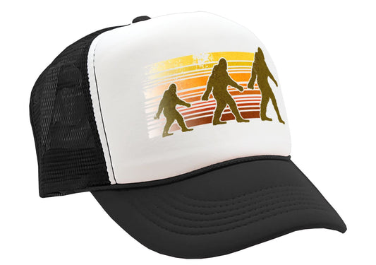 SASQUATCH WALKING - squatch hunter spookin - Vintage Retro Style Trucker Cap Hat - Five Panel Retro Style TRUCKER Cap