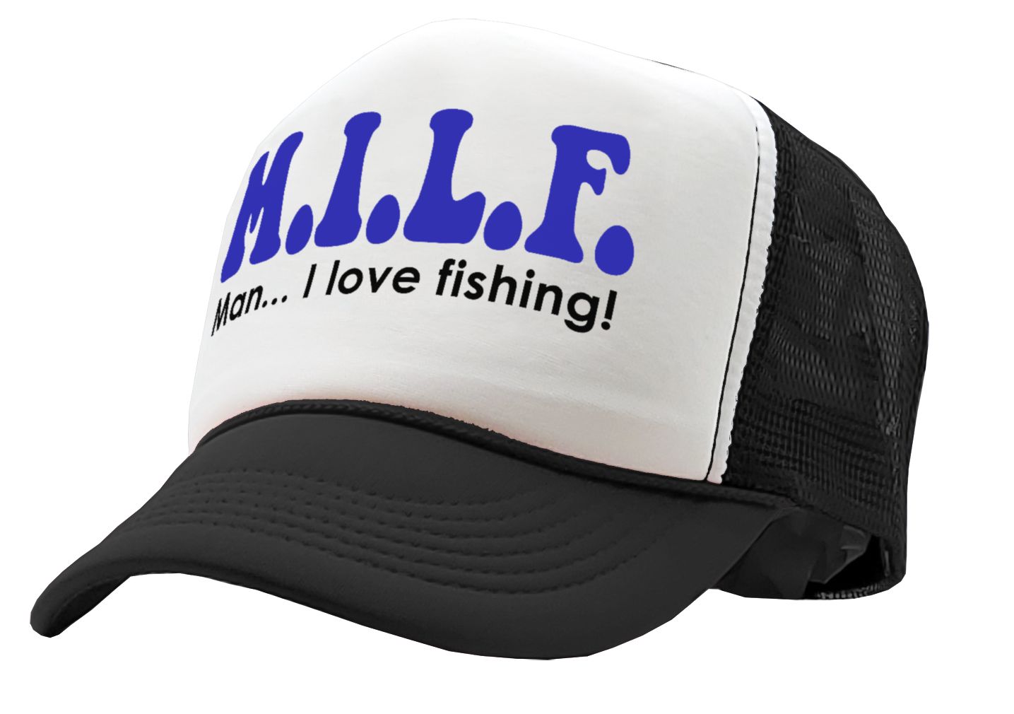 MILF - Man I Love Fishing - Vintage Retro Style Trucker Cap Hat - Five Panel Retro Style TRUCKER Cap