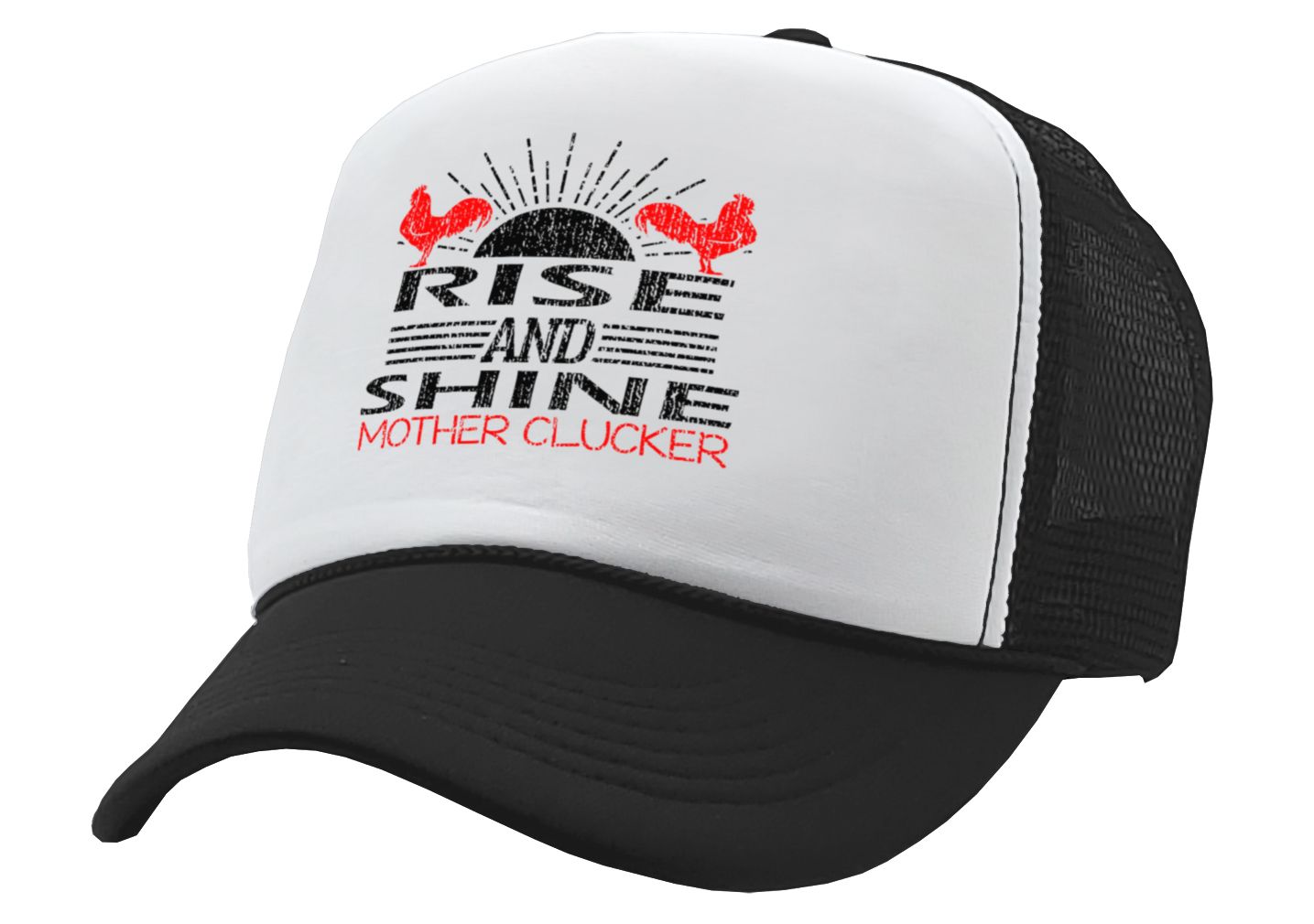 RISE AND SHINE Mother Clucker - farm rooster life - Vintage Retro Style Trucker Cap Hat - Five Panel Retro Style TRUCKER Cap