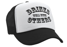 Load image into Gallery viewer, DRINKS WELL WITH OTHERS - alcohol party - Vintage Retro Style Trucker Cap Hat - Five Panel Retro Style TRUCKER Cap
