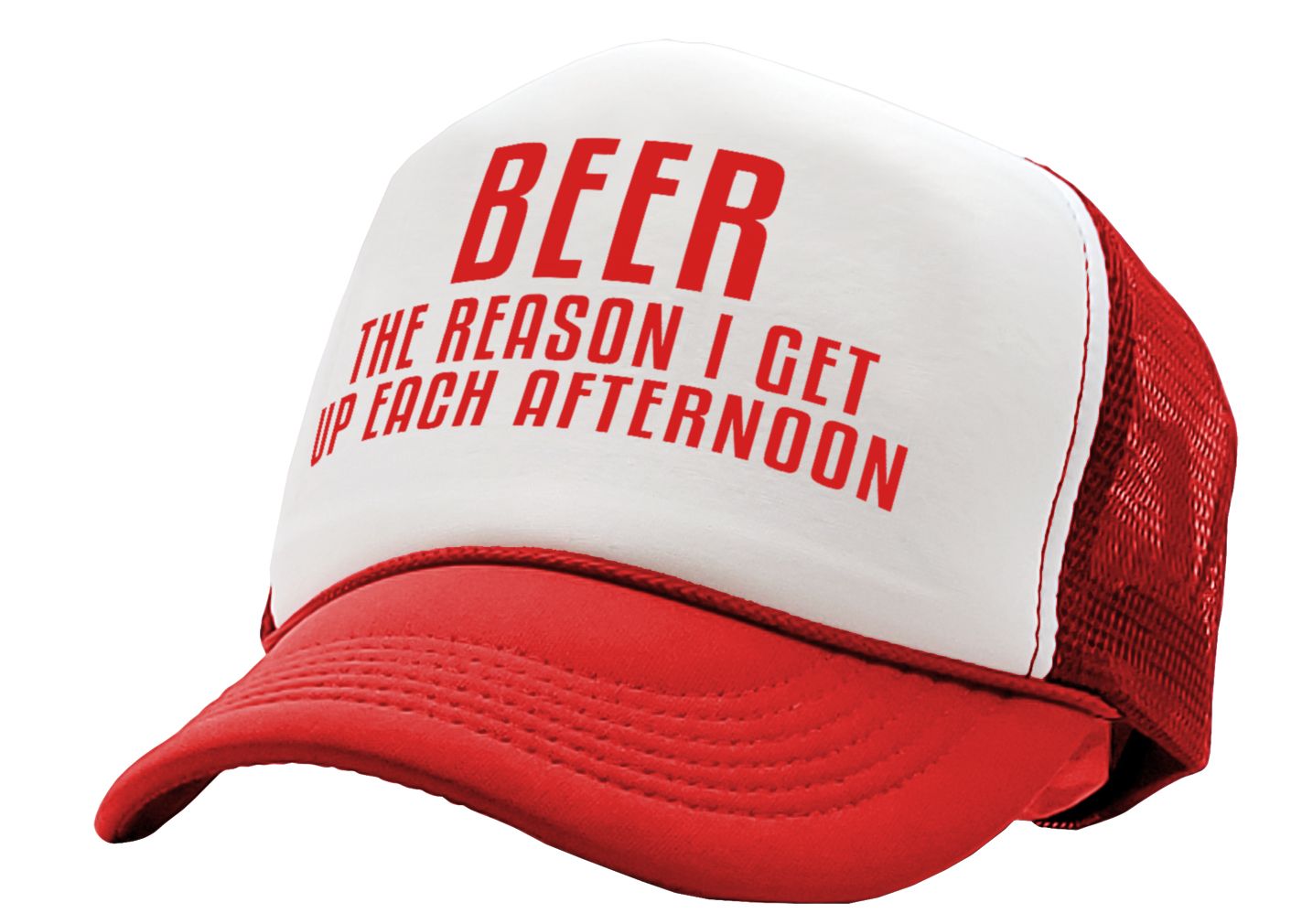 BEER - The Reason I Get up each AFTERNOON - Vintage Retro Style Trucker Cap Hat - Five Panel Retro Style TRUCKER Cap