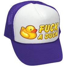 Load image into Gallery viewer, F___ A DUCK - funny dare gift gag rubber ducky - Vintage Retro Style Trucker Cap Hat - Five Panel Retro Style TRUCKER Cap
