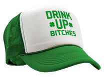 Load image into Gallery viewer, DRINK UP BITCHES - st patricks day party paddy - Vintage Retro Style Trucker Cap Hat - Five Panel Retro Style TRUCKER Cap
