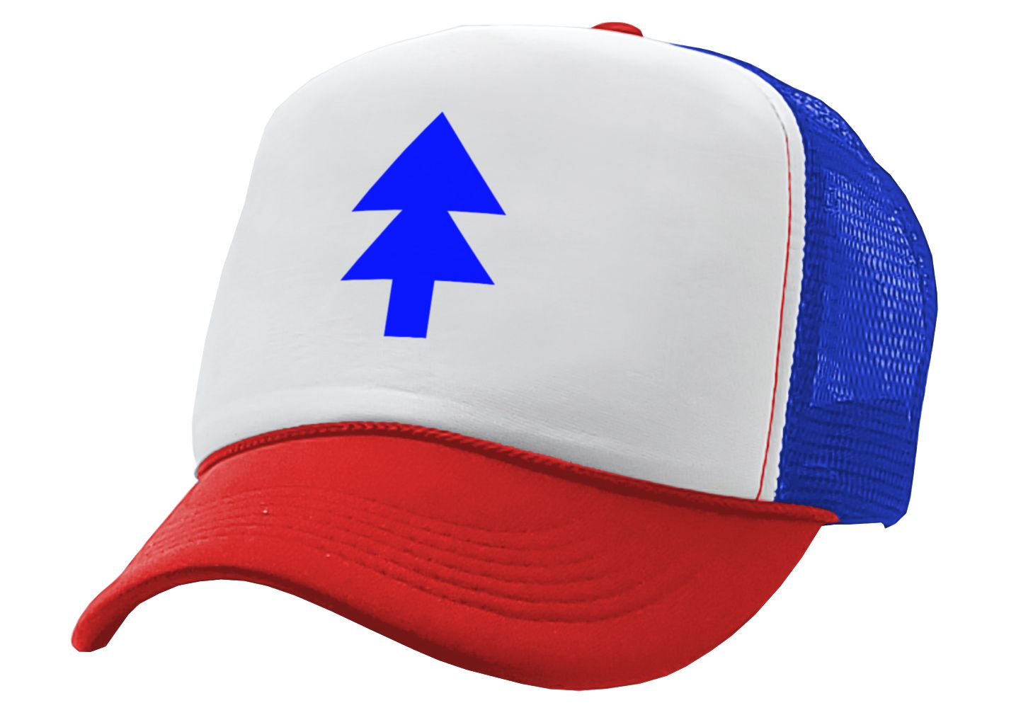 BLUE PINE TREE - Five Panel Retro Style TRUCKER Cap