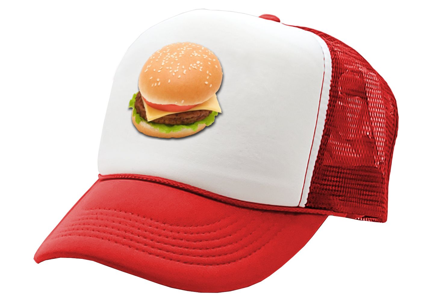 CHEESEBURGER - concession food truck carnival fair - Vintage Retro Style Trucker Cap Hat - Five Panel Retro Style TRUCKER Cap