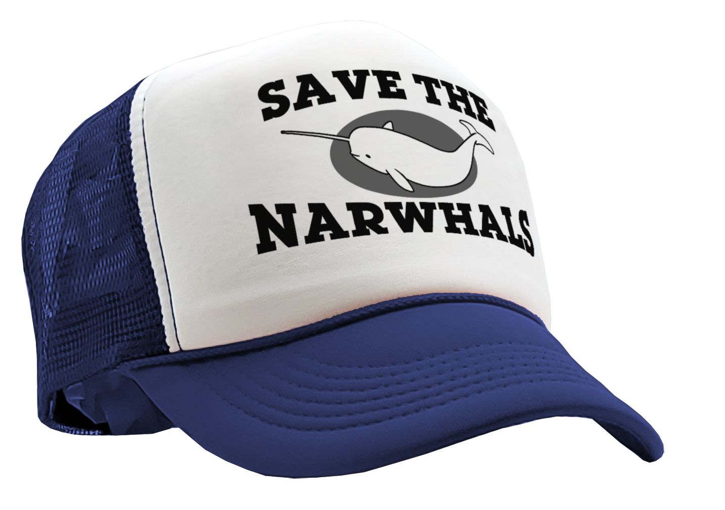 SAVE THE NARWHALS - funny wildlife activist - Vintage Retro Style Trucker Cap Hat - Five Panel Retro Style TRUCKER Cap