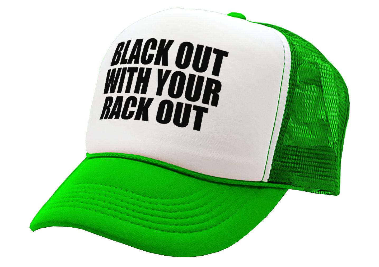 BLACK OUT with your RACK OUT - funny sexy - Adjustable Snap Back Trucker Cap Hat