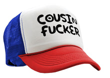 Load image into Gallery viewer, COUSIN F___ER - Five Panel Retro Style TRUCKER Cap
