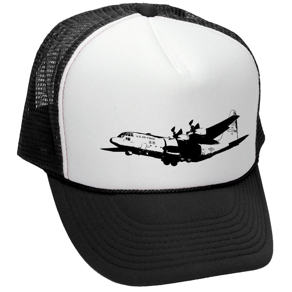 C-130 Cargo Trucker Hat - Mesh Cap - Flat Bill Snap Back 5 Panel Hat