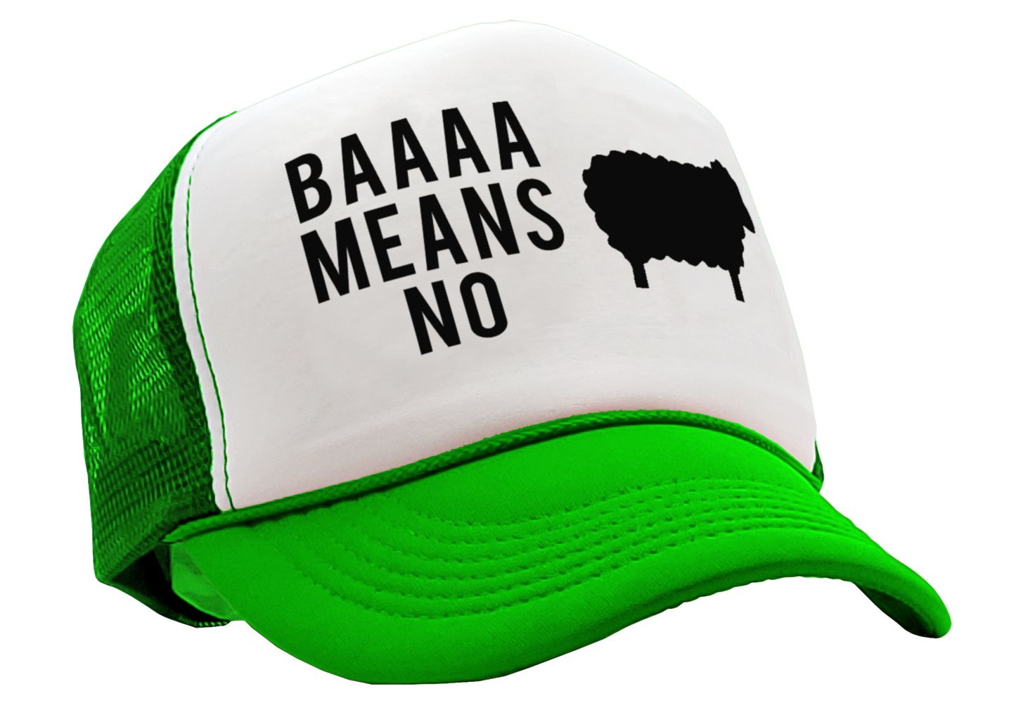 BAAAAAA MEANS NO - sheep parody joke gag - Vintage Retro Style Trucker Cap Hat - Five Panel Retro Style TRUCKER Cap