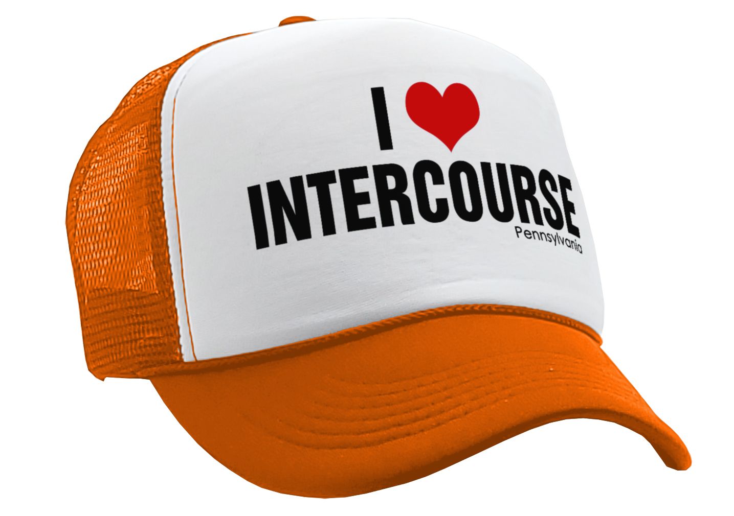 I HEART INTERCOURSE pennsylvania pa joke - Vintage Retro Style Trucker Cap Hat - Five Panel Retro Style TRUCKER Cap