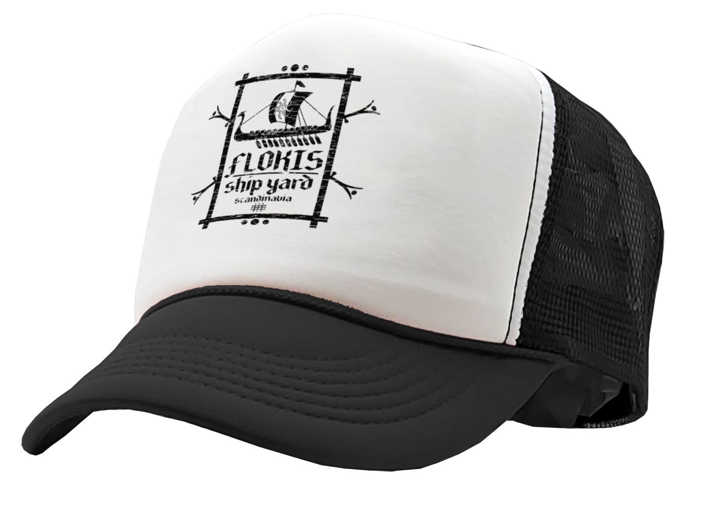 FLOKIS SHIPYARD - viking show norse - Vintage Retro Style Trucker Cap Hat - Five Panel Retro Style TRUCKER Cap