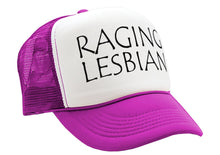 Load image into Gallery viewer, RAGING LESBIAN - lgbtq spectrum gay rights - Vintage Retro Style Trucker Cap Hat - Five Panel Retro Style TRUCKER Cap
