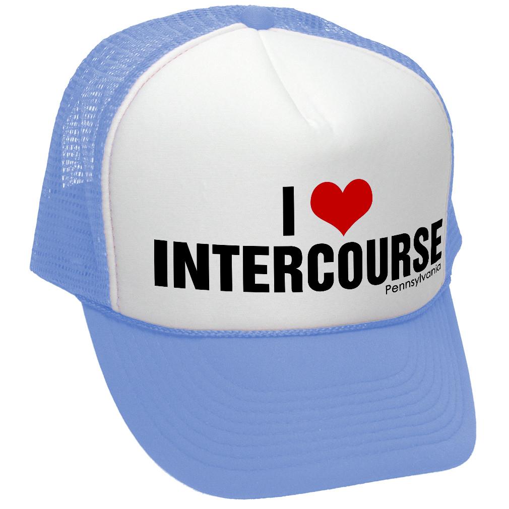 I HEART INTERCOURSE pennsylvania pa joke - Vintage Retro Style Trucker Cap Hat - Five Panel Retro Style TRUCKER Cap