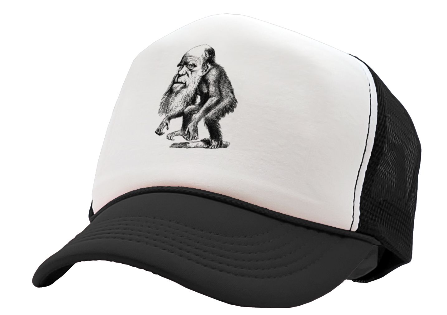 DARWIN EVOLUTION - funny science denier - Vintage Retro Style Trucker Cap Hat - Five Panel Retro Style TRUCKER Cap