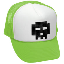 Load image into Gallery viewer, 8-BIT SKULL - gamer gaming pilgrim - Vintage Retro Style Trucker Cap Hat (Black)
