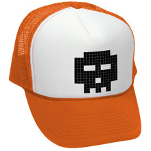 Load image into Gallery viewer, 8-BIT SKULL - gamer gaming pilgrim - Vintage Retro Style Trucker Cap Hat (Black)
