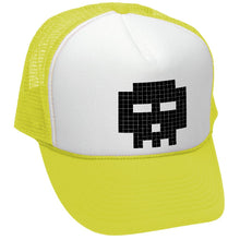 Load image into Gallery viewer, 8-BIT SKULL - gamer gaming pilgrim - Vintage Retro Style Trucker Cap Hat (Black)
