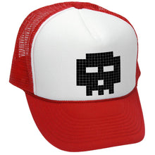 Load image into Gallery viewer, 8-BIT SKULL - gamer gaming pilgrim - Vintage Retro Style Trucker Cap Hat (Black)
