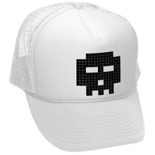 Load image into Gallery viewer, 8-BIT SKULL - gamer gaming pilgrim - Vintage Retro Style Trucker Cap Hat (Black)
