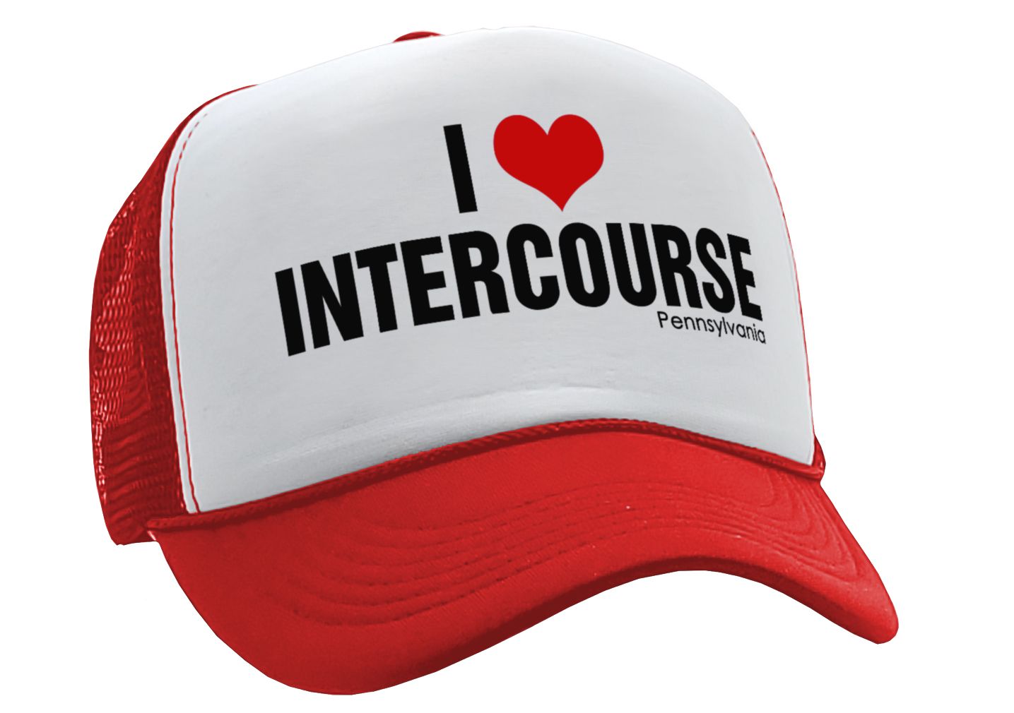 I HEART INTERCOURSE pennsylvania pa joke - Vintage Retro Style Trucker Cap Hat - Five Panel Retro Style TRUCKER Cap