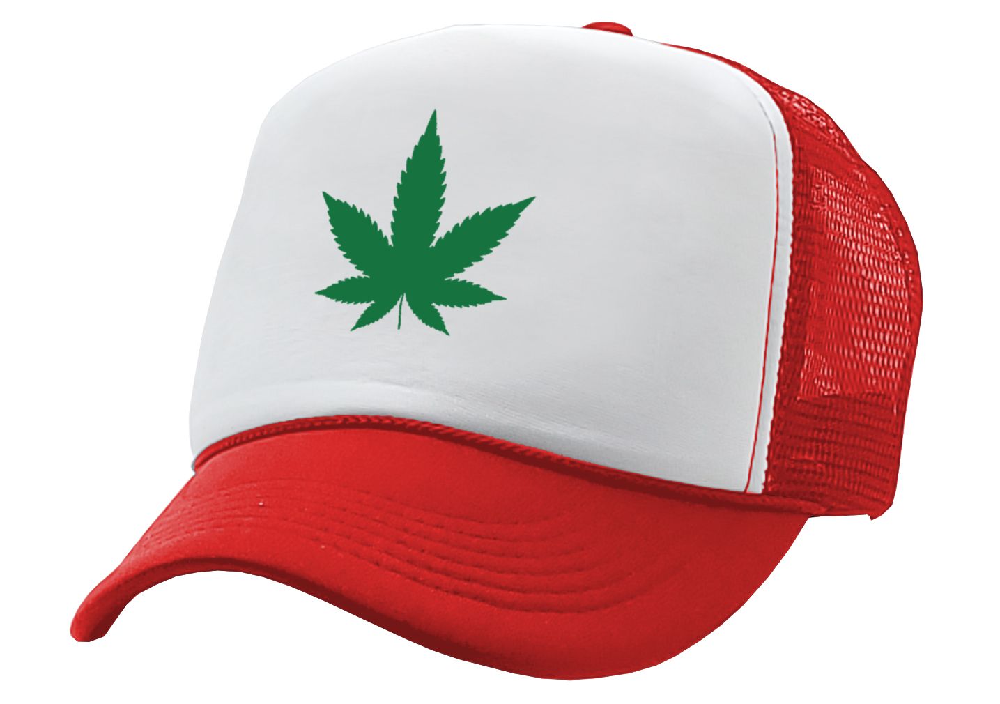 MARIJUANA LEAF - Five Panel Retro Style TRUCKER Cap