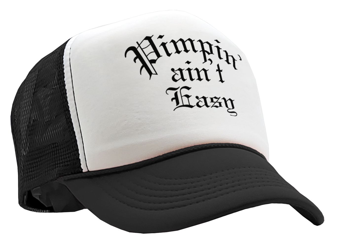 PIMPIN AIN'T EASY - hip hop rap music - Vintage Retro Style Trucker Cap Hat - Five Panel Retro Style TRUCKER Cap