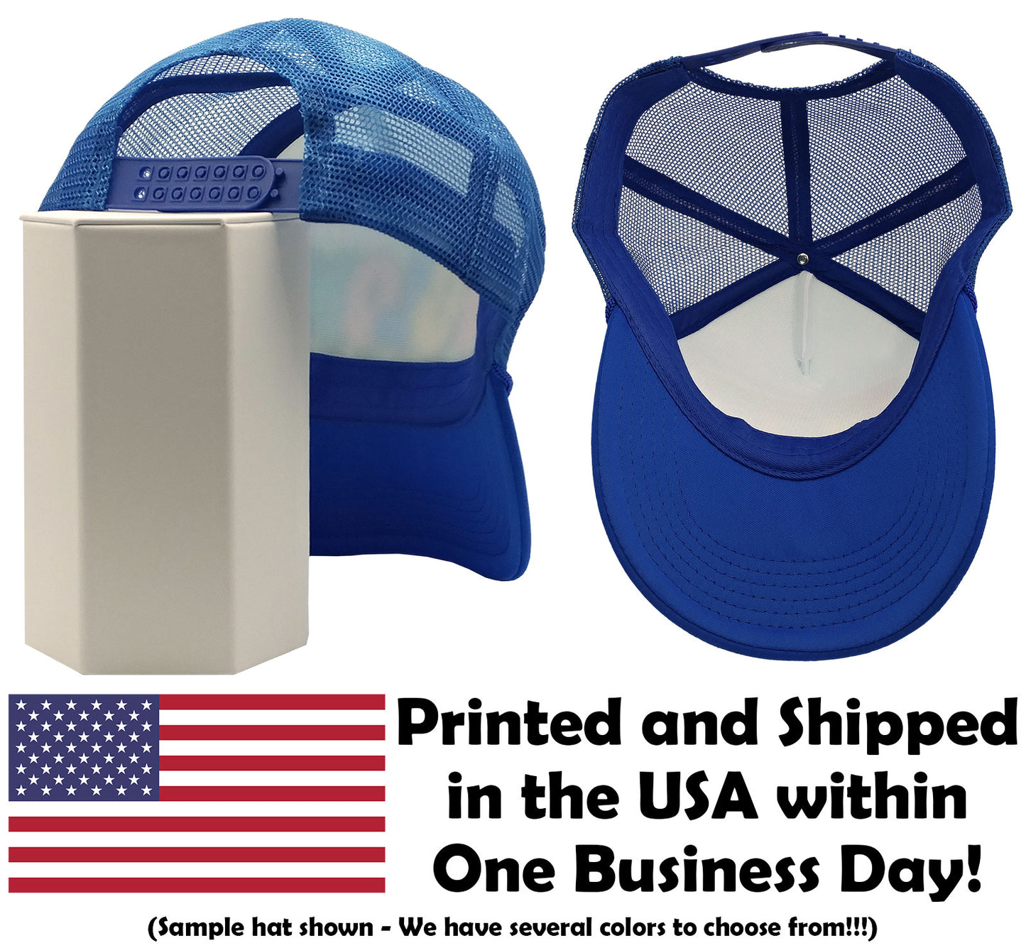 Adjustable Snap Back Trucker Hat Cap - GOD BLESS AMERICA with stars