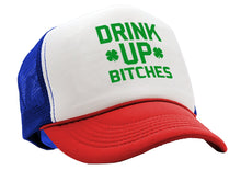 Load image into Gallery viewer, DRINK UP BITCHES - st patricks day party paddy - Vintage Retro Style Trucker Cap Hat - Five Panel Retro Style TRUCKER Cap
