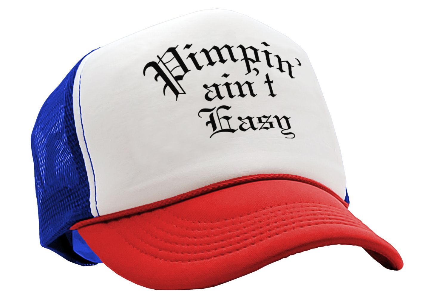 PIMPIN AIN'T EASY - hip hop rap music - Vintage Retro Style Trucker Cap Hat - Five Panel Retro Style TRUCKER Cap