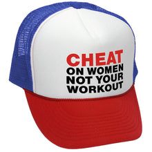 Load image into Gallery viewer, Cheat on Women Trucker Hat - Mesh Cap - Flat Bill Snap Back 5 Panel Hat
